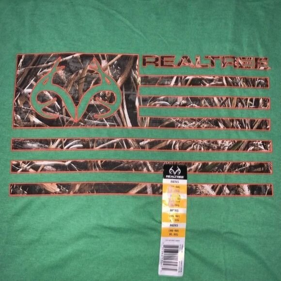 Realtree Mens Green Camouflage Flag Graphic T-Shirt Size XL - Picture 3 of 4